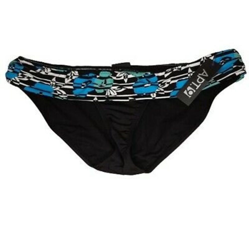 NWT XL Apt 9 Black w/ blue floral Swimsuit Bathing Suit Separates - BOTTOMS ONLY